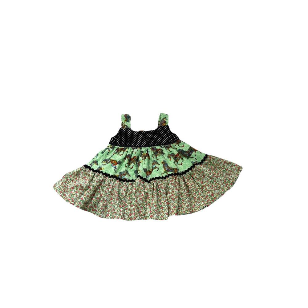 Mare Bear Originals Tiered Handmade Colorful Horse Floral Girls Dress Tunic‎ 3T